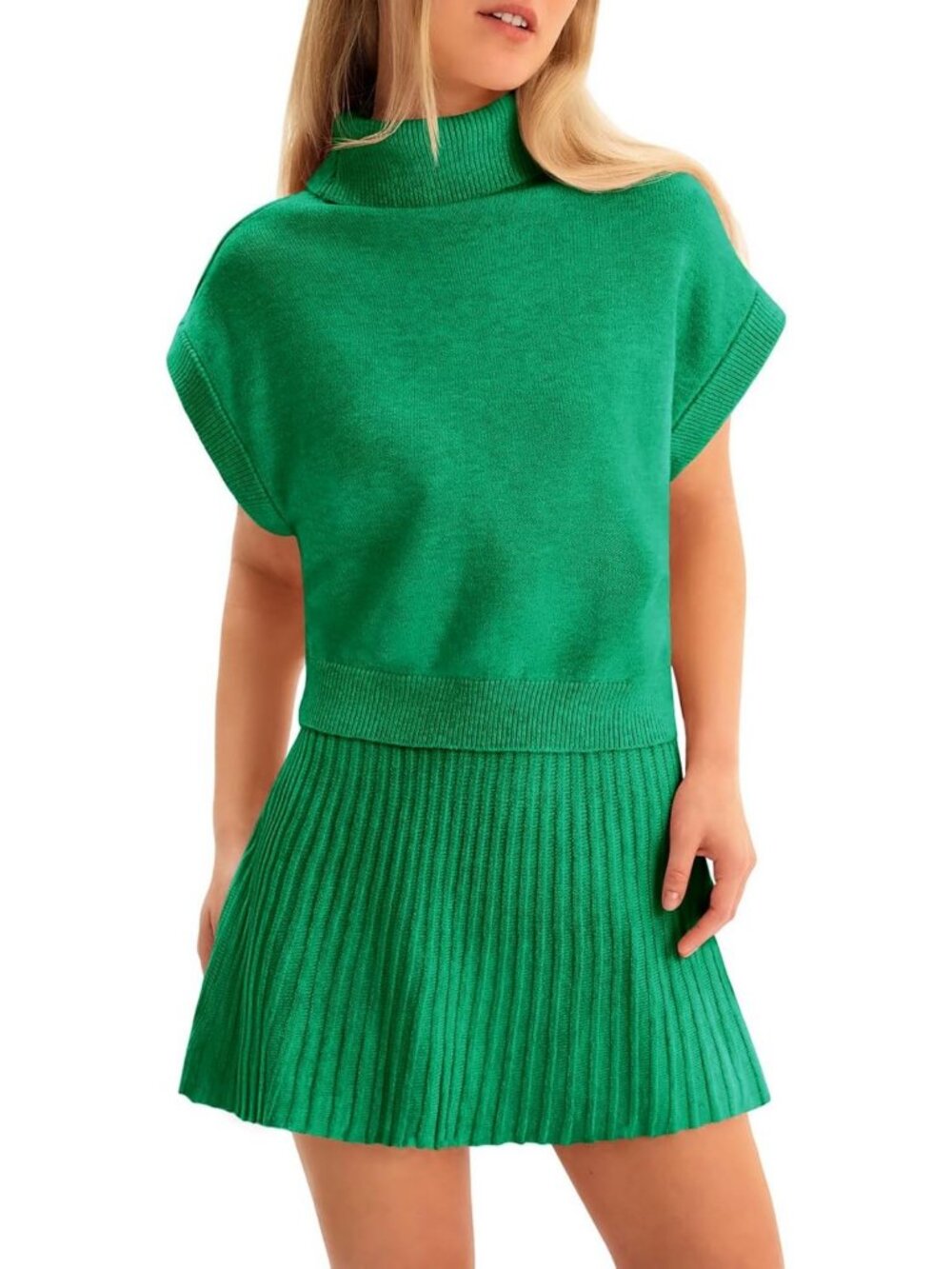 Chic Women's 2-Piece Sweater & Pleated Skirt Set | Casual Travel Outfit